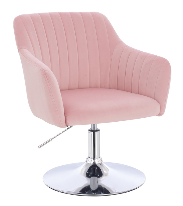 HR190N Púder Rózsaszín Modern Velúr Szék Krómozott lábbal