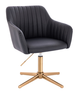 HR190CROSS Fekete Modern Műbőr Szék Arany lábbal