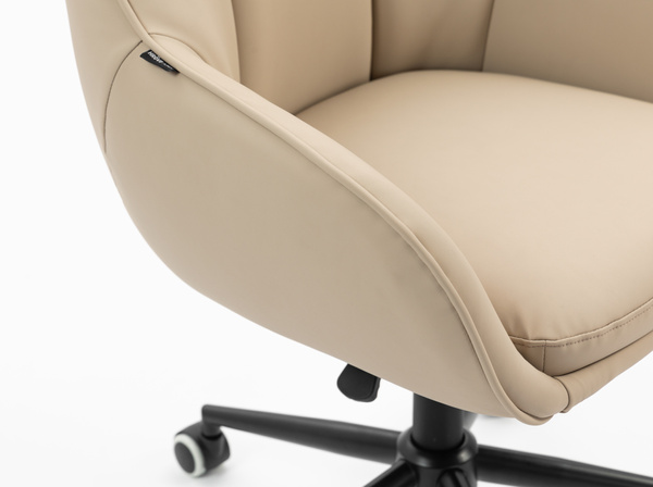 HR2055K Krémszínű Modern Műbőr Szék Fekete lábbal