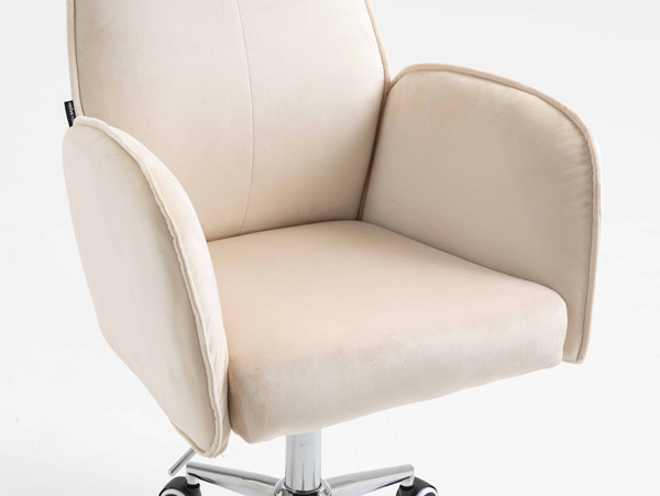 HR280K Krémszínű Modern Velúr Szék Krómozott lábbal