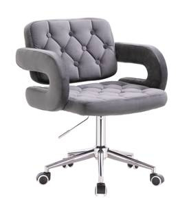 HR8403K Grafit modern velúr szék krómozott lábbal
