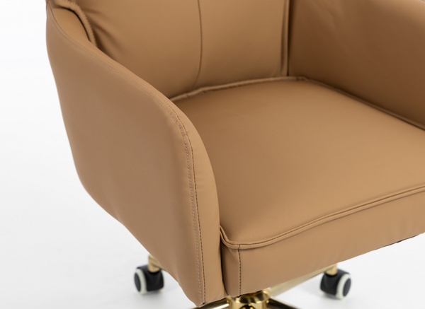HR250K Karamell Színű Prémium Soft Műbőr Szék Arany Lábbal