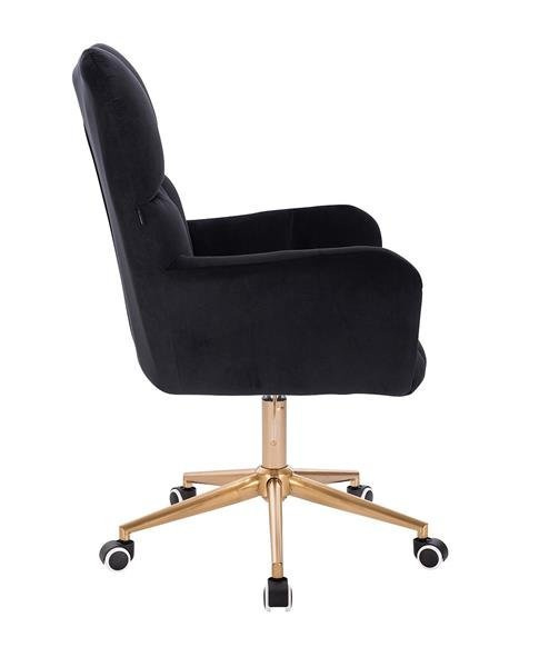 HR650K Fekete modern velúr szék arany lábbal