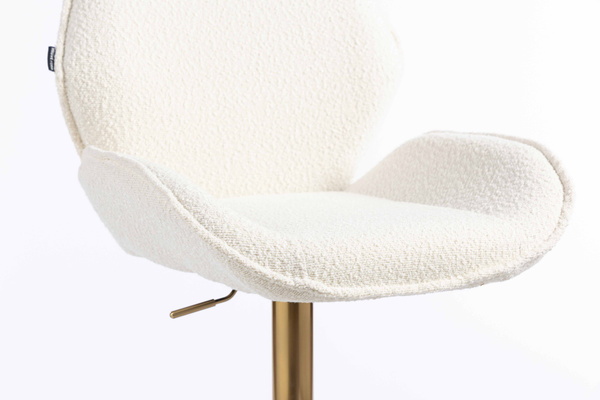 HR350W Krémszínű boucle velúr szék arany lábbal