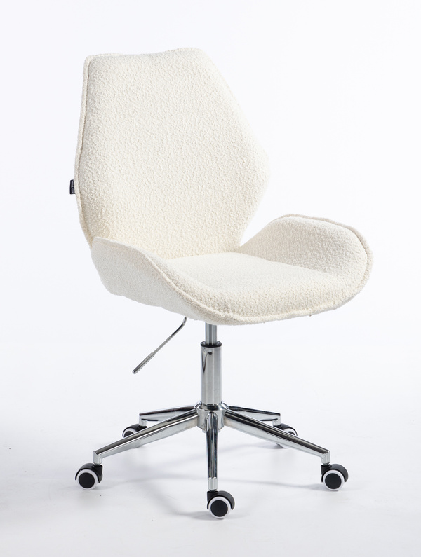 HR350K Krémszínű modern boucle szék krómozott lábbal
