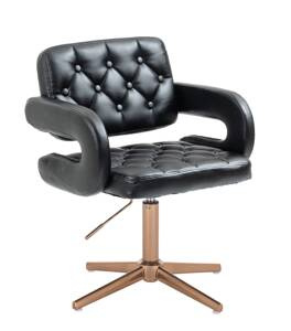 HR8403CROSS Fekete modern műbőr szék arany lábbal