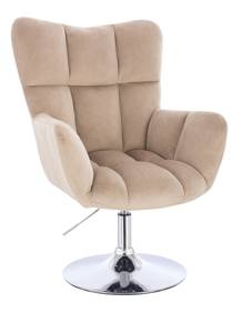 HR650N Latte modern velúr szék krómozott lábbal