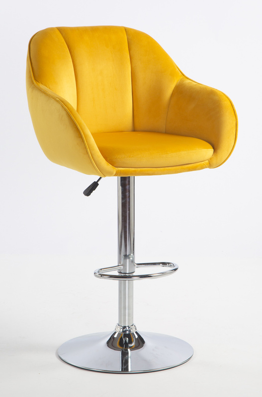 HR2055W Sárga Modern Velúr Szék Krómozott lábbal