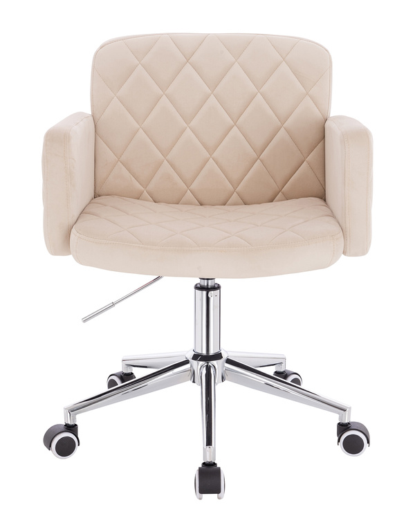 HR802K Krémszínű Modern Velúr Szék Krómozott lábbal