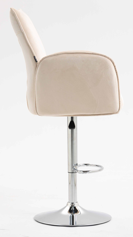 HR280W Krémszínű Modern Velúr Szék Krómozott lábbal