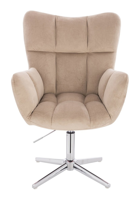 HR650CROSS Latte modern velúr szék krómozott lábbal