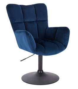 HR650N Tengerkék modern velúr szék fekete lábbal