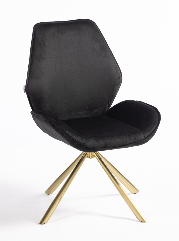 HR350 CSILLAGLÁB Fekete modern velúr szék arany lábbal