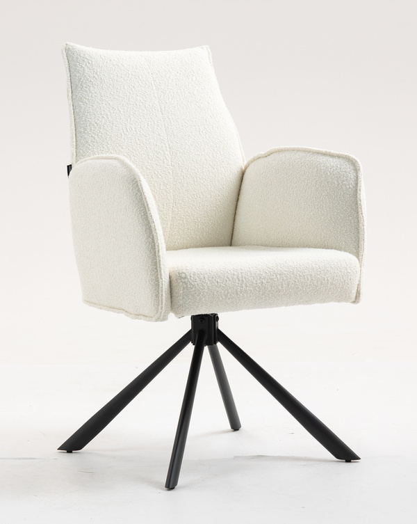 HR280 CSILLAGLÁB Krémszínű modern boucle szék fekete lábbal