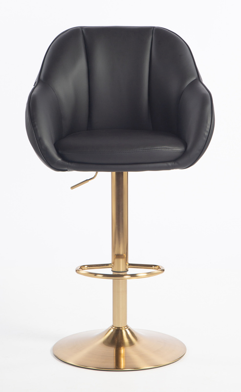 HR2055W Fekete Modern Műbőr Szék Aany lábbal