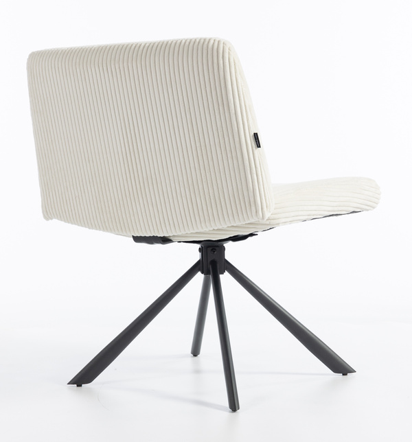 HR150 CSILLAGLÁB Fehér Modern Kordbársony Szék Fekete lábbal