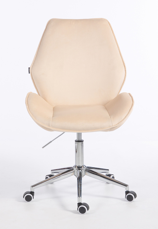 HR350K Krémszínű modern velúr szék krómozott lábbal