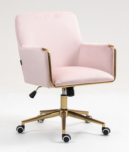 HR4318K Púder Rózsaszín modern velúr szék arany lábbal