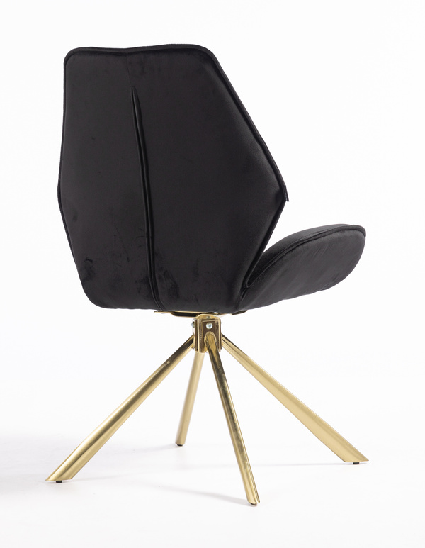 HR350 CSILLAGLÁB Fekete modern velúr szék arany lábbal