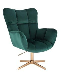 HR650CROSS Sötétzöld modern velúr szék arany lábbal