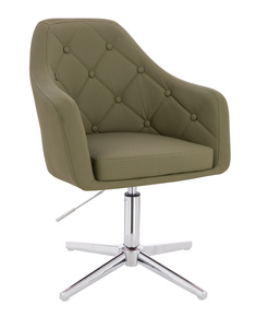 HR831CROSS Khaki Műbőr Premium Soft szék Krómozott lábbal