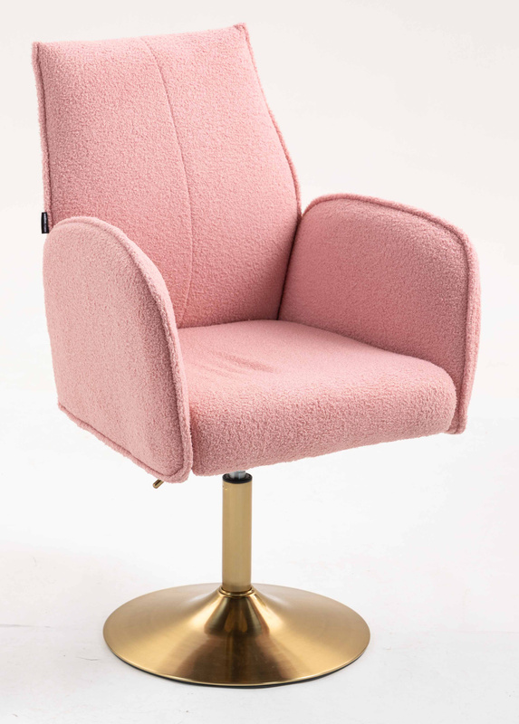 HR280N Púder Rózsaszín modern boucle szék arany lábbal