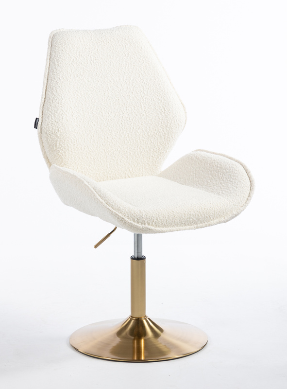 HR350N Krémszínű boucle velúr szék arany lábbal