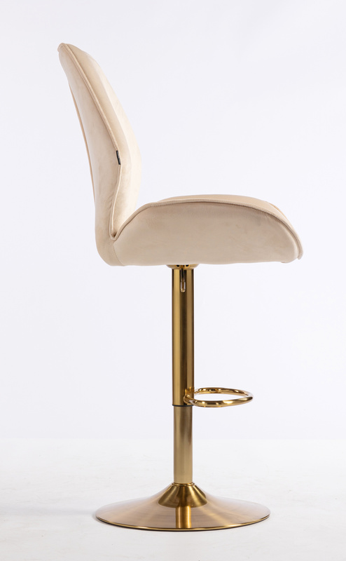 HR350W Krémszínű modern velúr szék arany lábbal