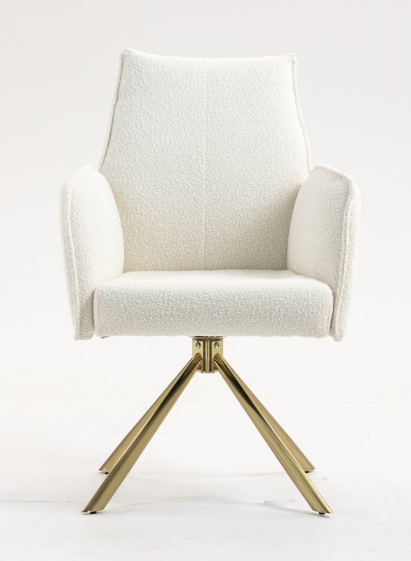 HR280 CSILLAGLÁB Krémszínű modern boucle szék arany lábbal