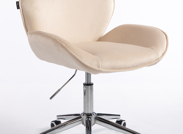 HR350K Krémszínű modern velúr szék krómozott lábbal