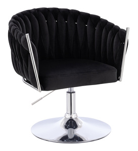 HR750N Fekete Modern Velúr Szék Krómozott lábbal