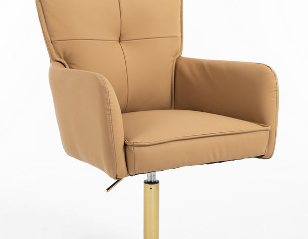 HR250N Karamell Színű Prémium Soft Műbőr Szék Arany Lábbal