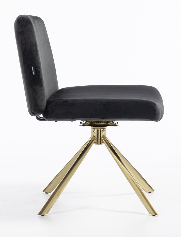 HR150 CSILLAGLÁB Fekete Modern Velúr Szék Arany lábbal