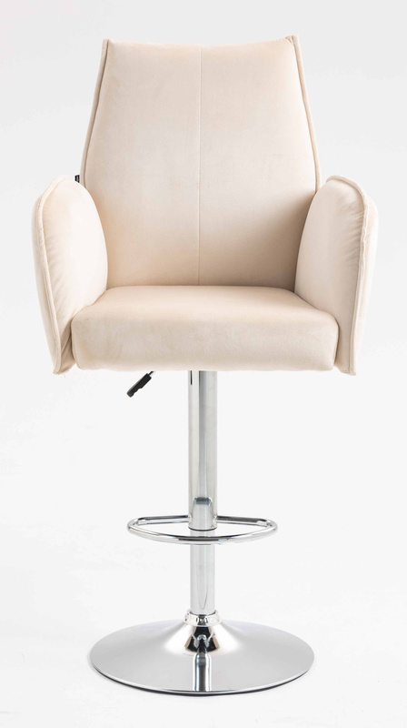 HR280W Krémszínű Modern Velúr Szék Krómozott lábbal
