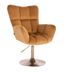 HR650N Mézbarna modern velúr szék arany lábbal