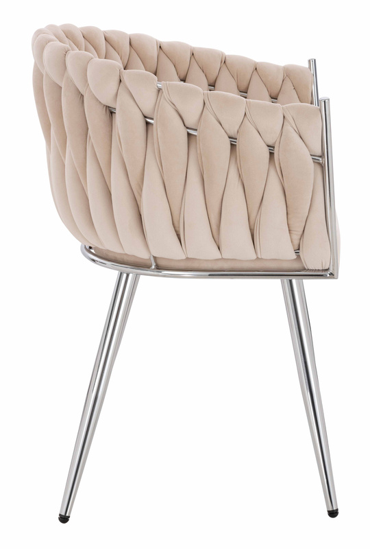 HR750 Szék Krómozott lábakkal Krémszínű velúr