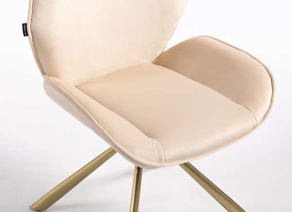 HR350 CSILLAGLÁB Krémszínű modern velúr szék arany lábbal