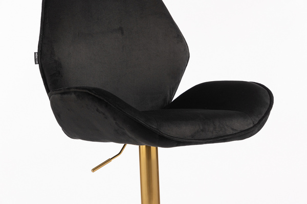 HR350KW Fekete modern velúr szék arany lábbal