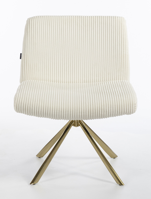 HR150 CSILLAGLÁB Fehér Modern Kordbársony Szék Arany lábbal