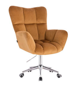 HR650K Mézbarna modern velúr szék krómozott lábbal