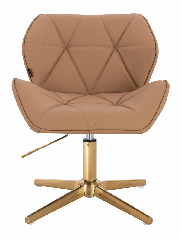 HR111CROSS Karamell Műbőr Premium Soft szék arany lábbal