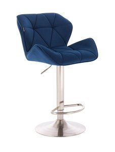 HR111W Tengerkék modern velúr szék krómozott lábbal