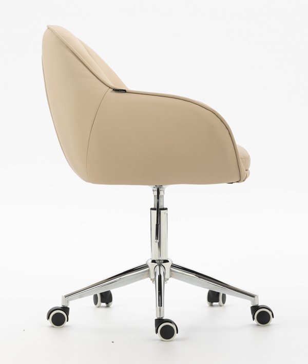 HR2055K Krémszínű Modern Műbőr Szék Krómozott lábbal