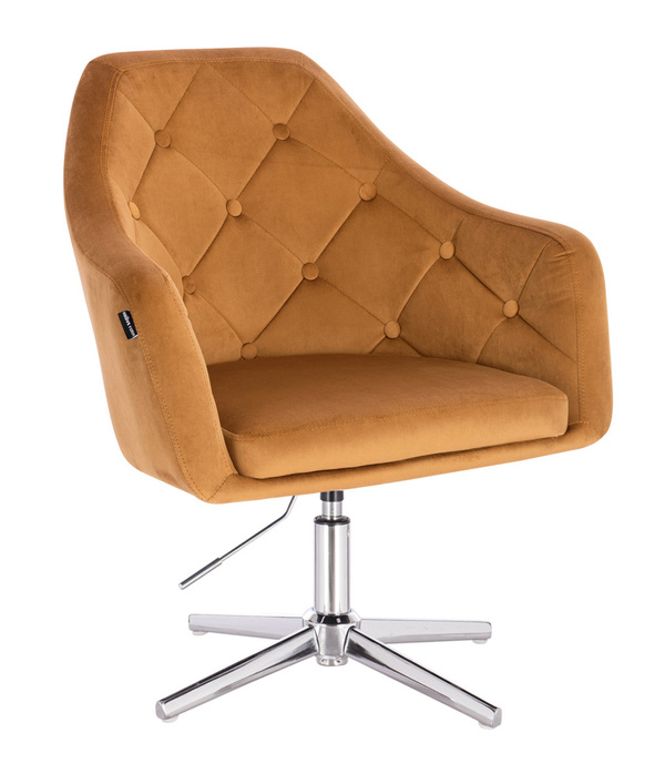 HR831CROSS Mézbarna modern velúr szék krómozott lábbal