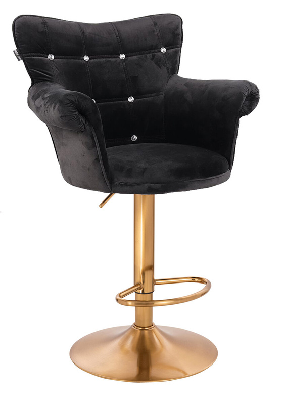 HR804CW Fekete modern velúr szék arany lábbal