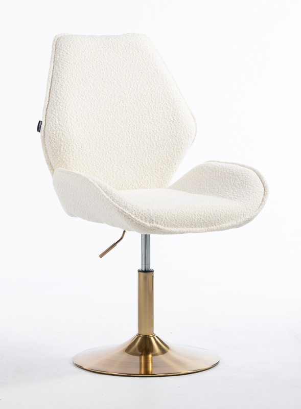 HR350N Krémszínű boucle velúr szék arany lábbal