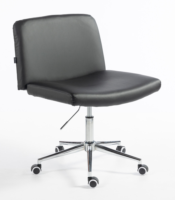 HR150K Fekete Modern Műbőr Szék Krómozott lábbal