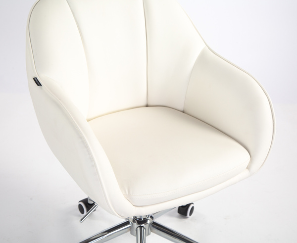 HR2055K Fehér Modern Műbőr Szék Krómozott lábbal