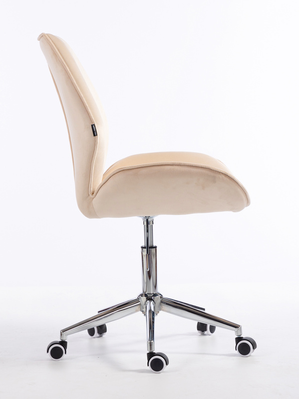 HR350K Krémszínű modern velúr szék krómozott lábbal