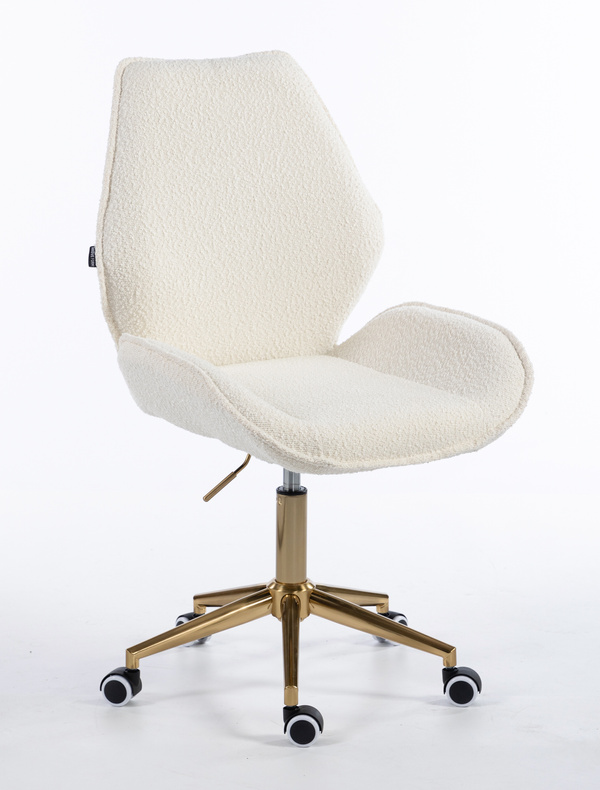 HR350K Krémszínű boucle velúr szék arany lábbal